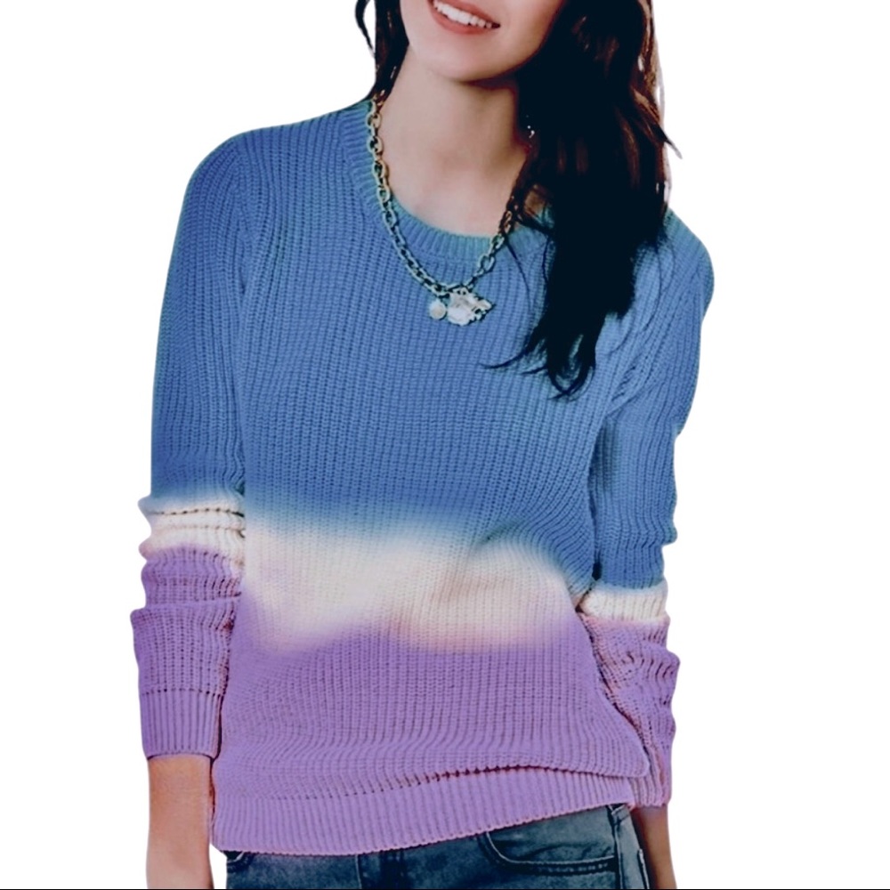 Volcom Pastel Ombré Cable Knit Sweater Blue/Lilac